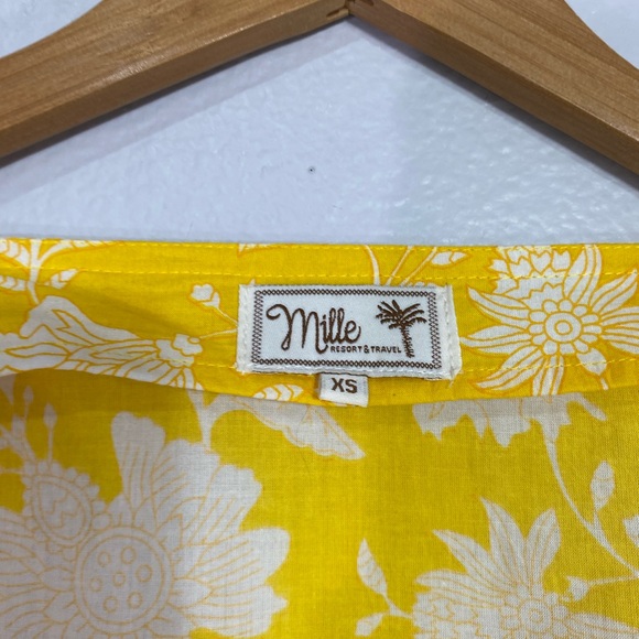 Mille Resort & Travel Evelyn Top Yellow Zinnia XS 100% Cotton Button Front - Picture 7 of 8